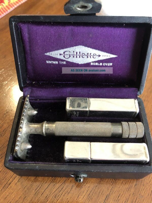 Gillette Razor In Case Vintage 1913 Gillette Single Ring Safety Razor In Case | #23992459