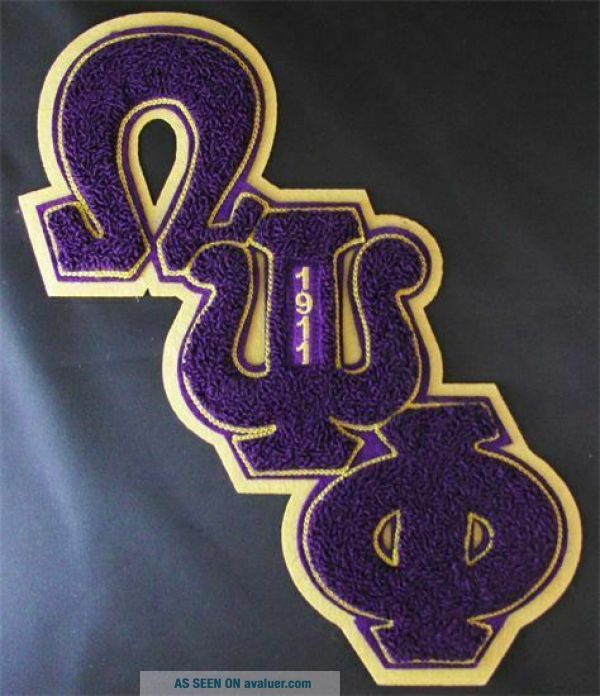 Psu Diagonal Letters OMEGA PSI PHI Chenille Diagonal Letters Patch (10 3/4