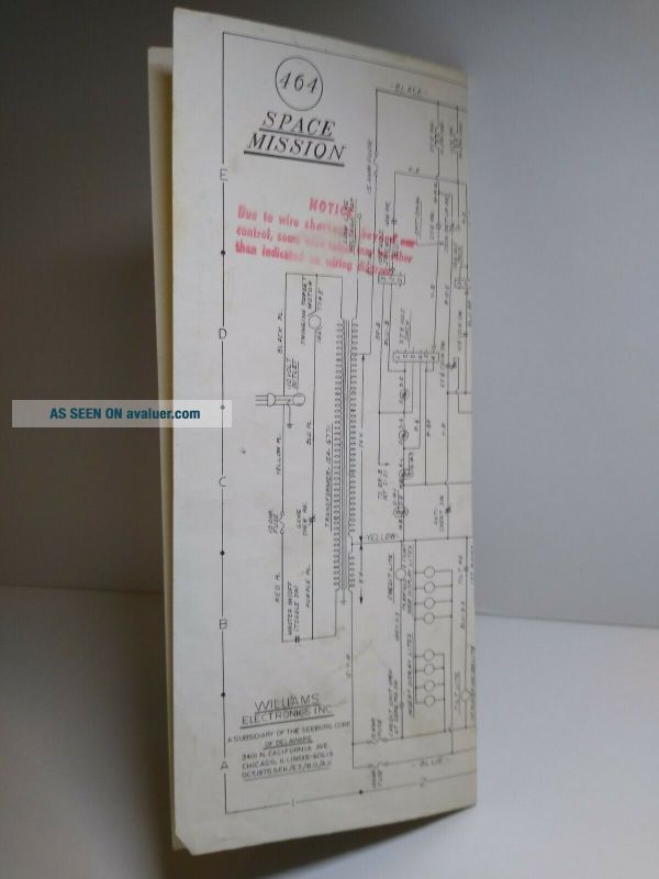 Williams Space Mission Pinball Machine Schematic Wiring Diagram 1976 ...