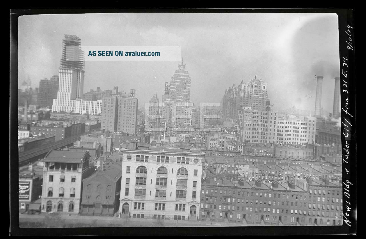 1929 Empire State Building Construction Manhattan NYC Old Photo Negative 9F