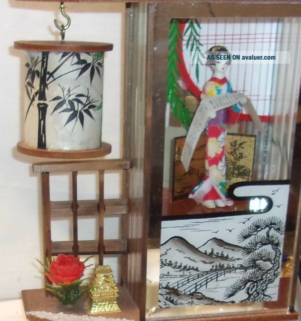 VINTAGE JAPAN JAPANESE GEISHA NIGHT LIGHT ORIENTAL DIORAMA SHADOW BOX ...