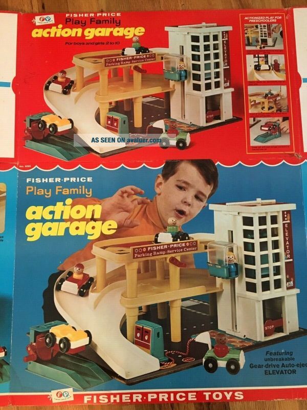 Vintage 1970 FISHER PRICE PLAY FAMILY ACTION GARAGE 930 BOX