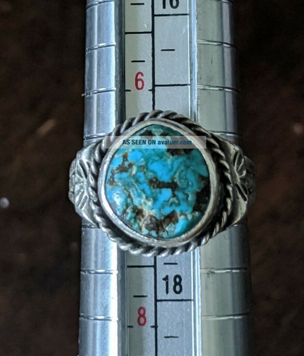 Vintage Southwestern Native American 925 Sterling Silver Turquoise Ring ...