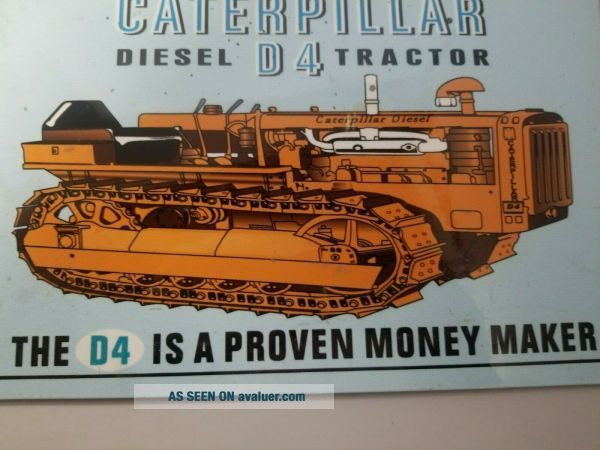 VINTAGE 1950 ' S CATERPILLAR DIESEL D4 TRACTOR HEAVY METAL SIGN GAS OIL ...