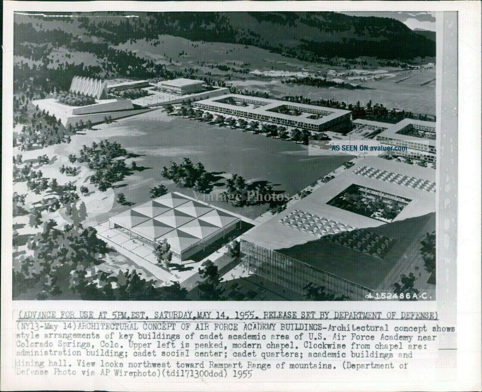 1955 Wire Photo Architecture Cadet Academic Us Air Force Academy ...