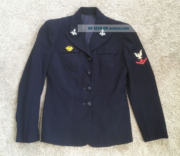 WWII US Navy WAVE Blue Dress Uniform Jacket Pharmacist Mate | #25159057