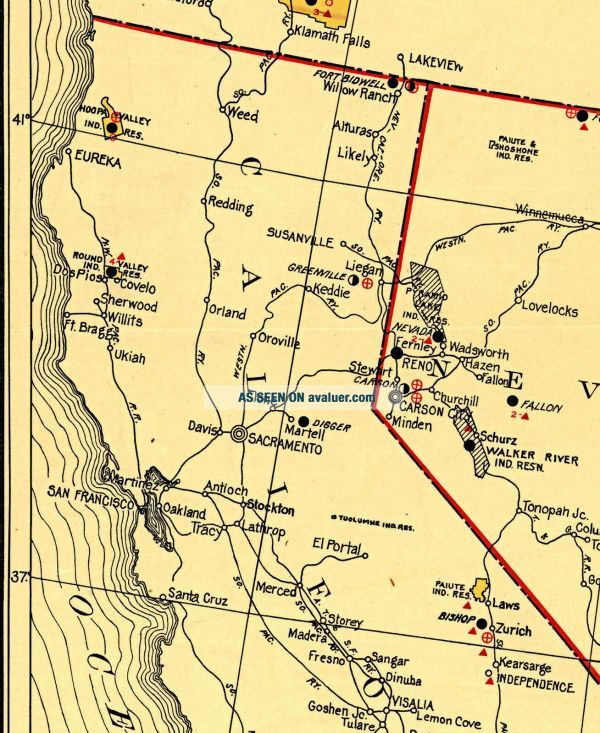 1921 Map Of Indian Reservations West Of The Mississippi River Native US ...