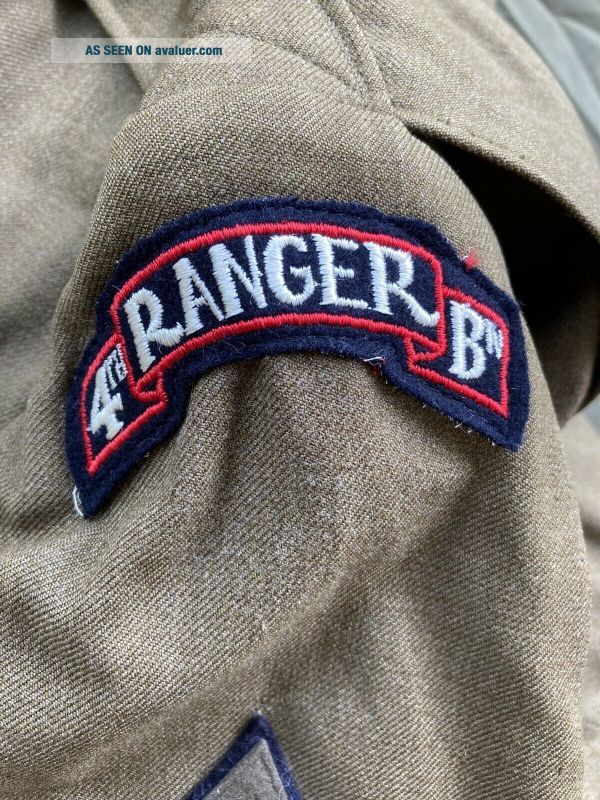 Original Ranger Scroll Wwii US Army 4th Ranger Battalion Scroll Service Jacket 37L Named ...