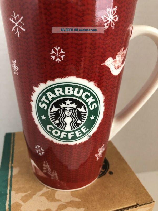 Starbucks 2008 Red Tall Holiday Christmas Deer Design 16 Oz Coffee Mug ...