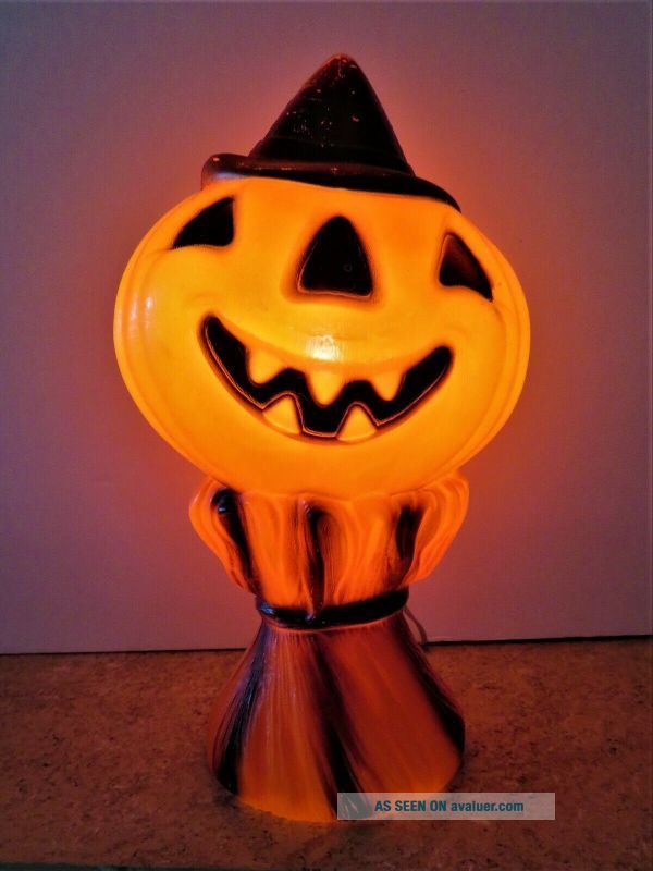 Vintage Halloween Lighted Pumpkin Blow Mold Empire Plastic 1969 Jack O ...