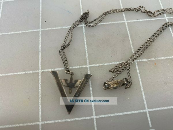 WWII US Army Air Corps V For Victory Sterling Silver Sweetheart Pendant ...