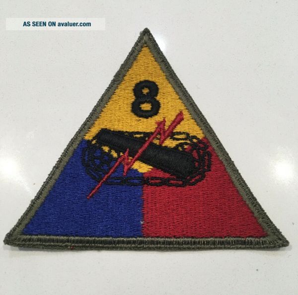 WWII U. S. Army 8th Armored Division Cut Edge OD Border Patch NG ...