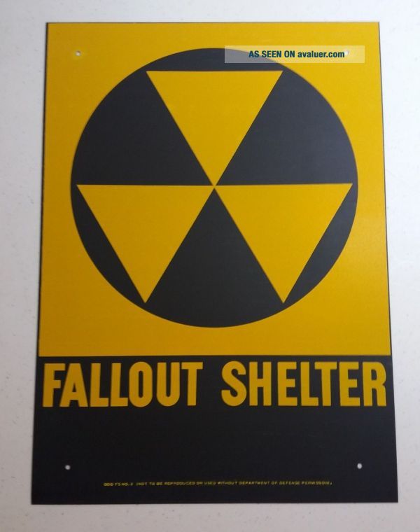 14x10 Reflective Metal Nuclear Fallout Shelter Sign US Army DOD FS2 Org NOS