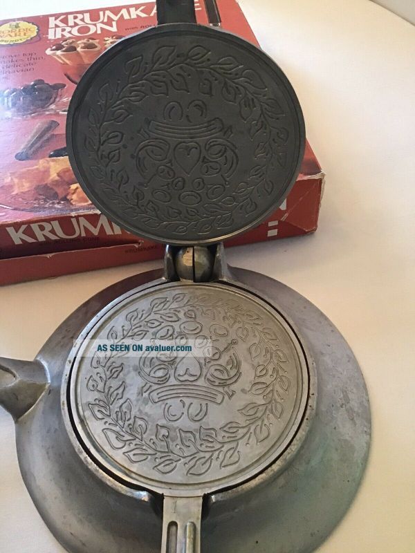 VTG Nordic Ware Krumkake Iron Rolling Cone Scandinavian Box With Recipe ...
