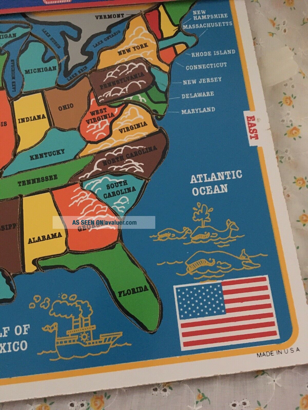 State Map With Inlay Vintage Playskool Inlaid Wood Board Map Puzzle Of United States 1985 ...