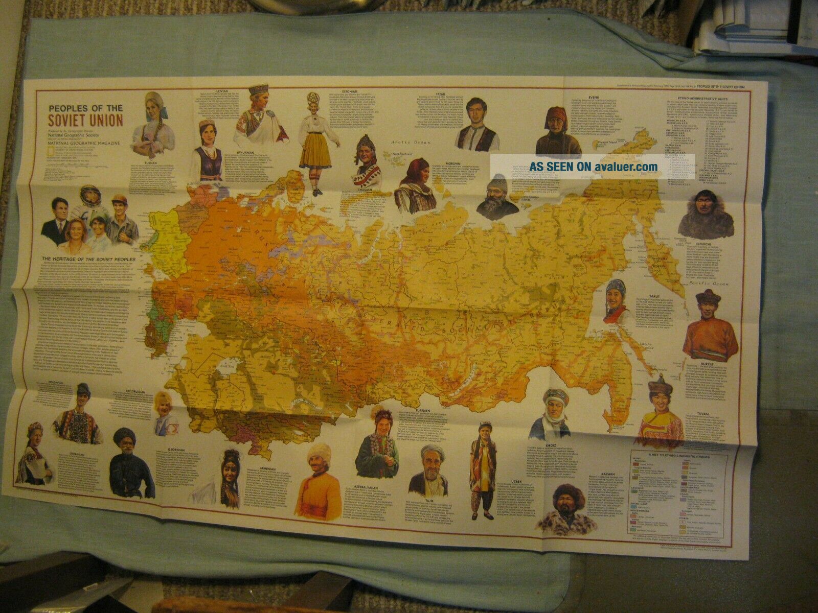 VINTAGE PEOPLES OF THE SOVIET UNION MAP February 1976 National ...
