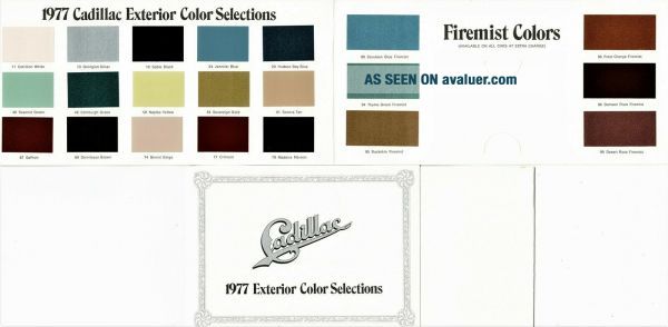 1977 Cadillac Full Line Factory GM Colors (NOS) Sales Brochure W/Paint ...