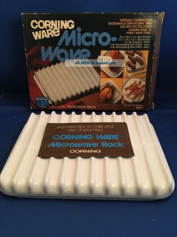 Corning Ware White MR - 1 Microwave Grill Rack Browning Roasting Pan ...