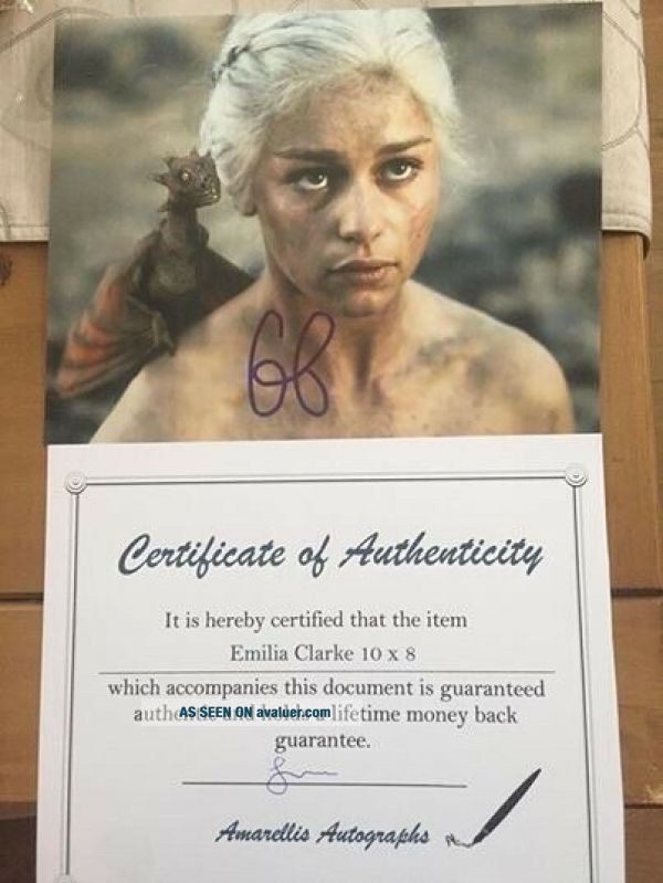 Signed Photo Of Emilia Clarke As Daenerys Targaryen In Game Of Thrones ...