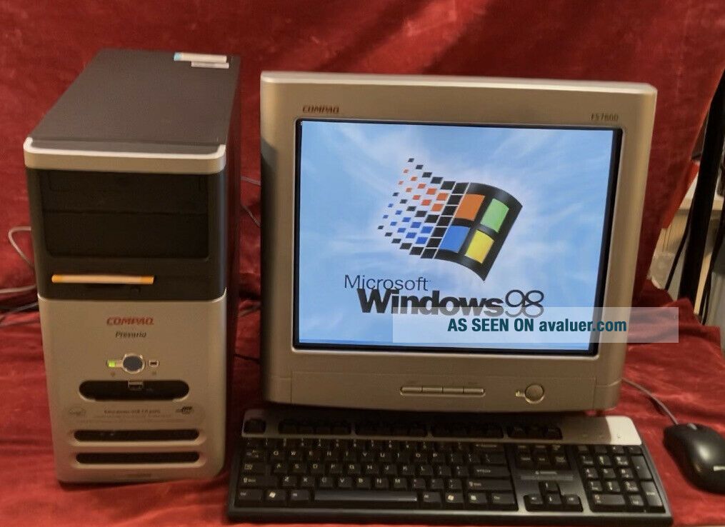 Vintage Compaq Desktop Windows 98 Complete System Rare With Monitor P4 ...
