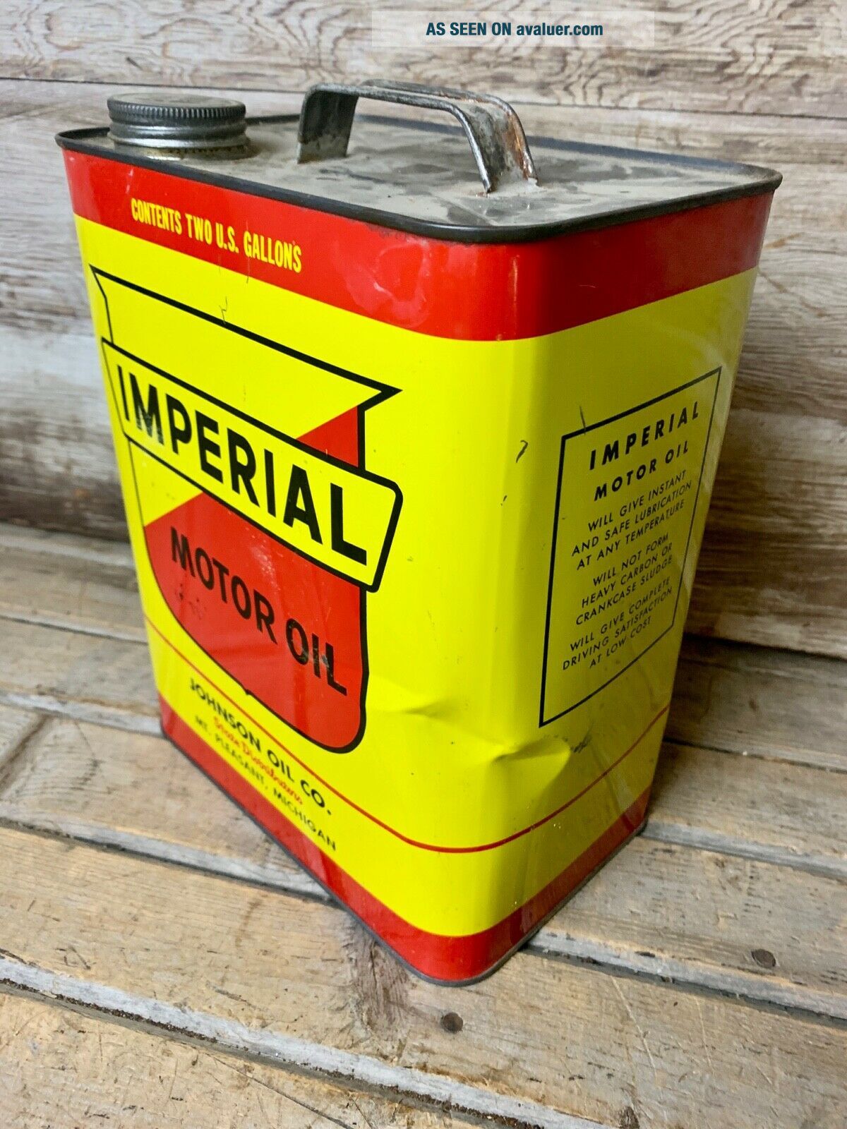 Rare Vintage Imperial Motor Oil Mt. Pleasant, Mi. Metal 2 Gallon Motor ...