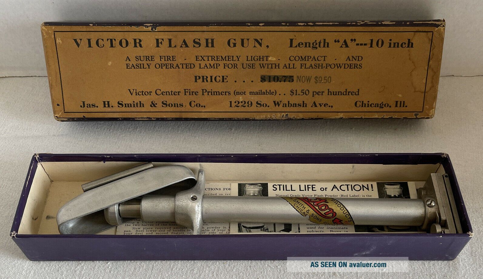 Victor Flash Rouse VINTAGE VICTOR FLASH GUN LENGTH A - 10 INCH FOR USE W/ FLASH POWDER ...