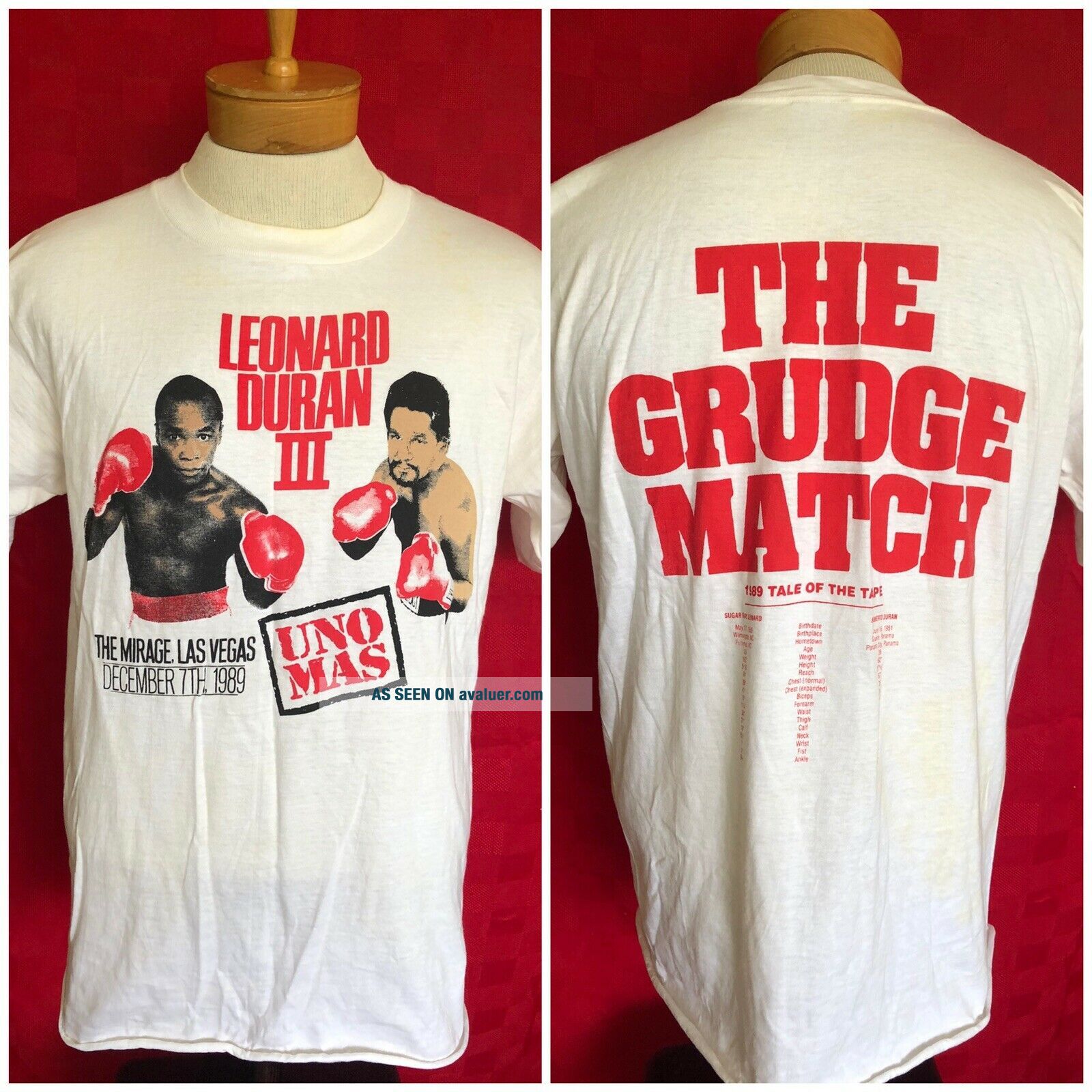 RARE VINTAGE Sugar Ray Leonard VS Roberto Duran IIU Uno