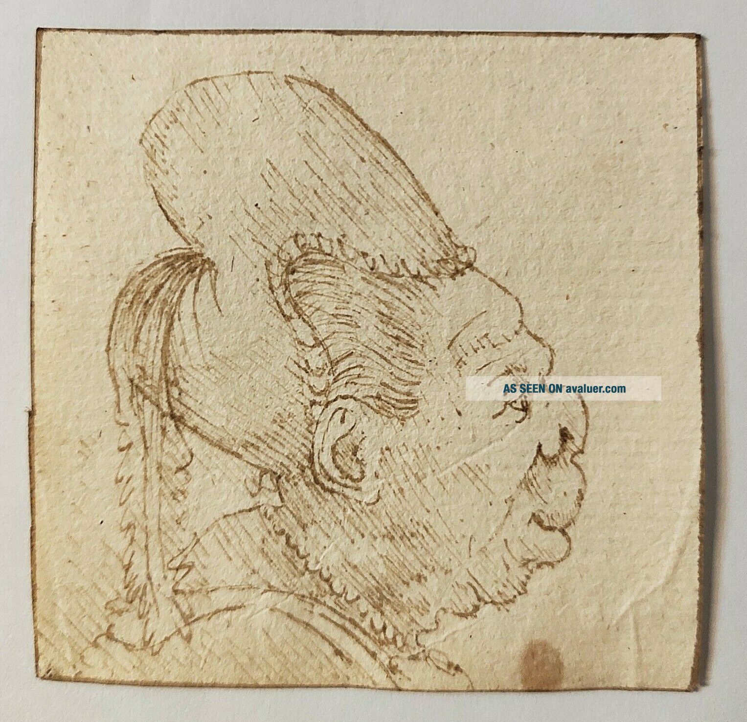 Grotesque Drawings OLD MASTER DRAWING. After Leonardo Da Vinci. A GROTESQUE Head Rare ...